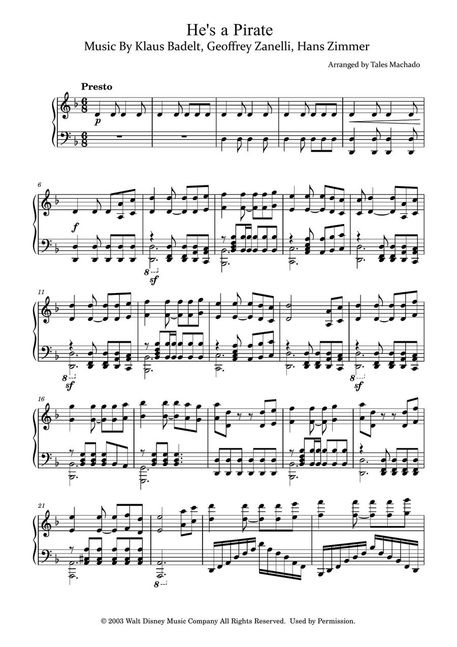 He's A Pirate Piano Solo scores gallery preview page 2
