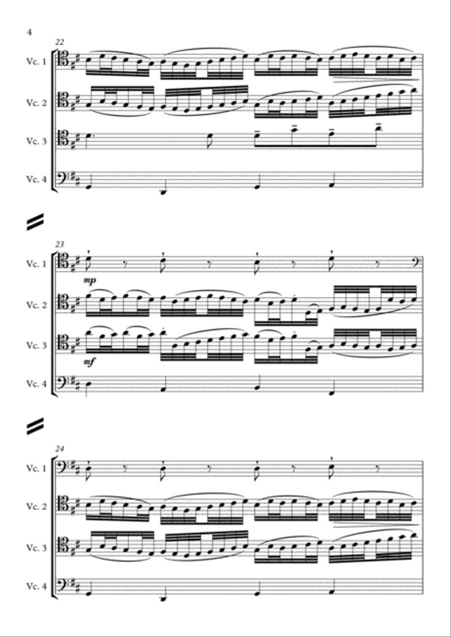 Canon in D (Cello Quartet) Chamber Orchestra scores gallery preview page 4
