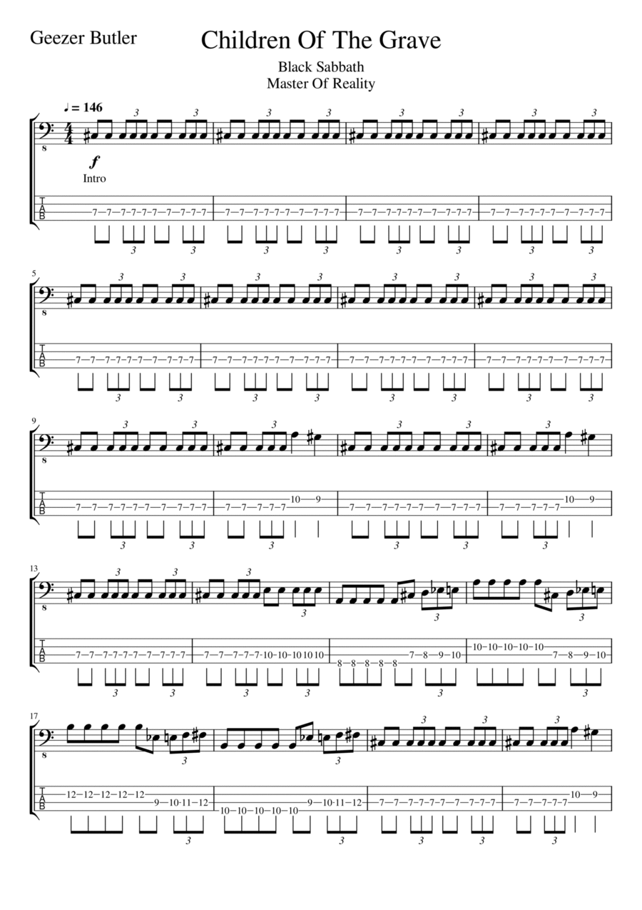 Children Of The Grave Children Of The Grave Guitar Tablature scores gallery preview page 1