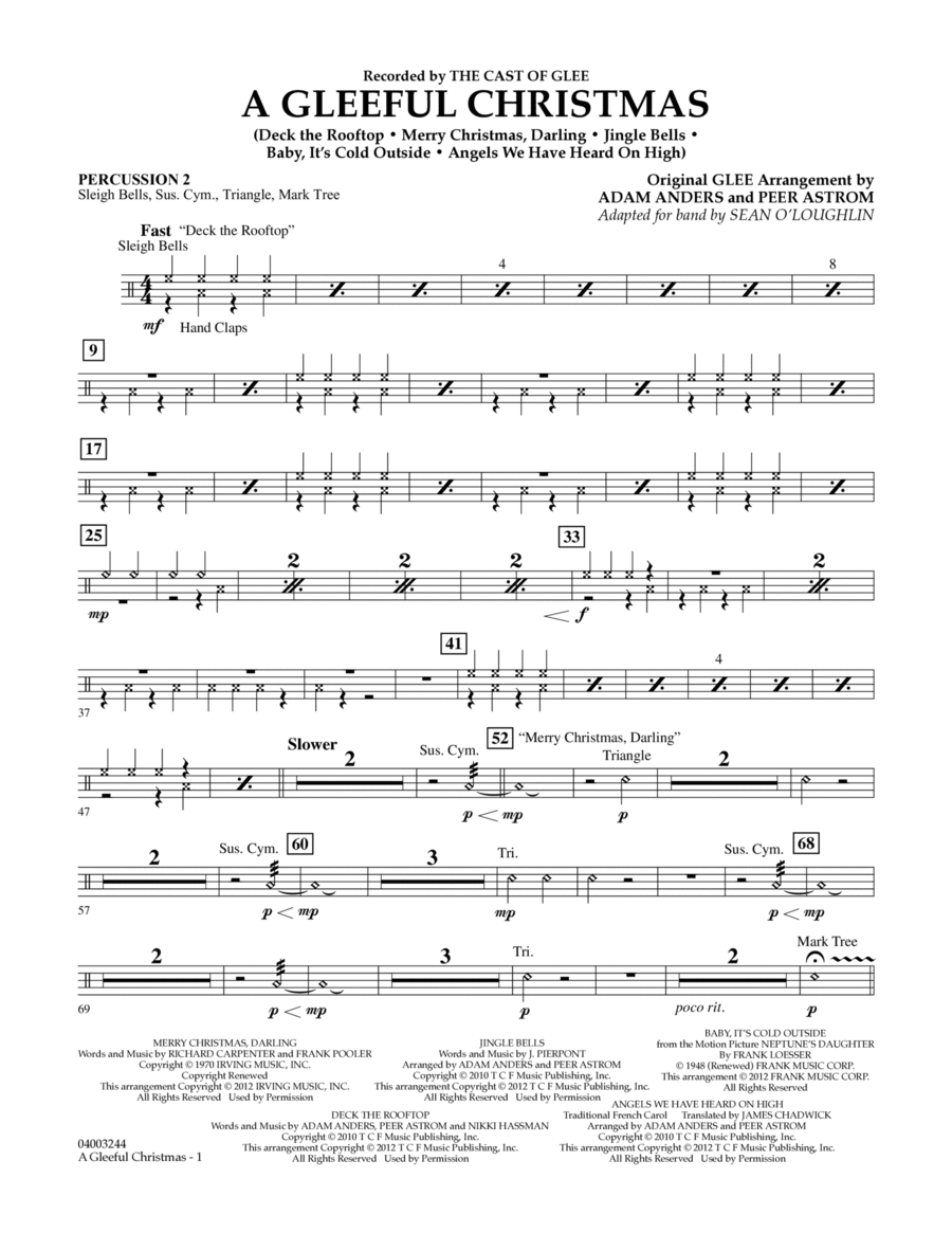 A Gleeful Christmas - Percussion 2 Concert Band scores gallery preview page 1