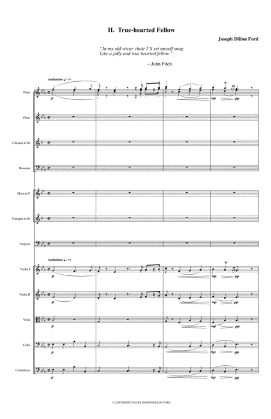 Symphony in C MINOR - The Fitch Symphony - 2nd movement (Andantino) Full Orchestra scores gallery preview page 1