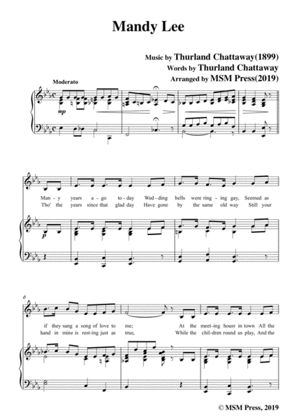 Thurland Chattaway-Mandy Lee,in E flat Major,for Voice and Piano image number null
