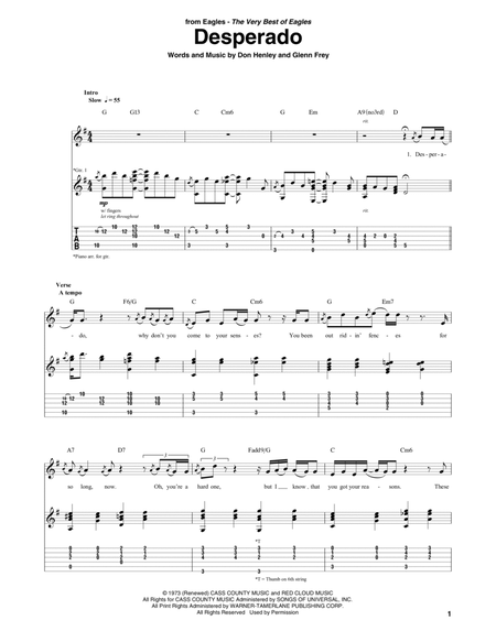 Desperado (The Eagles) by D. Henley, G. Frey - sheet music on