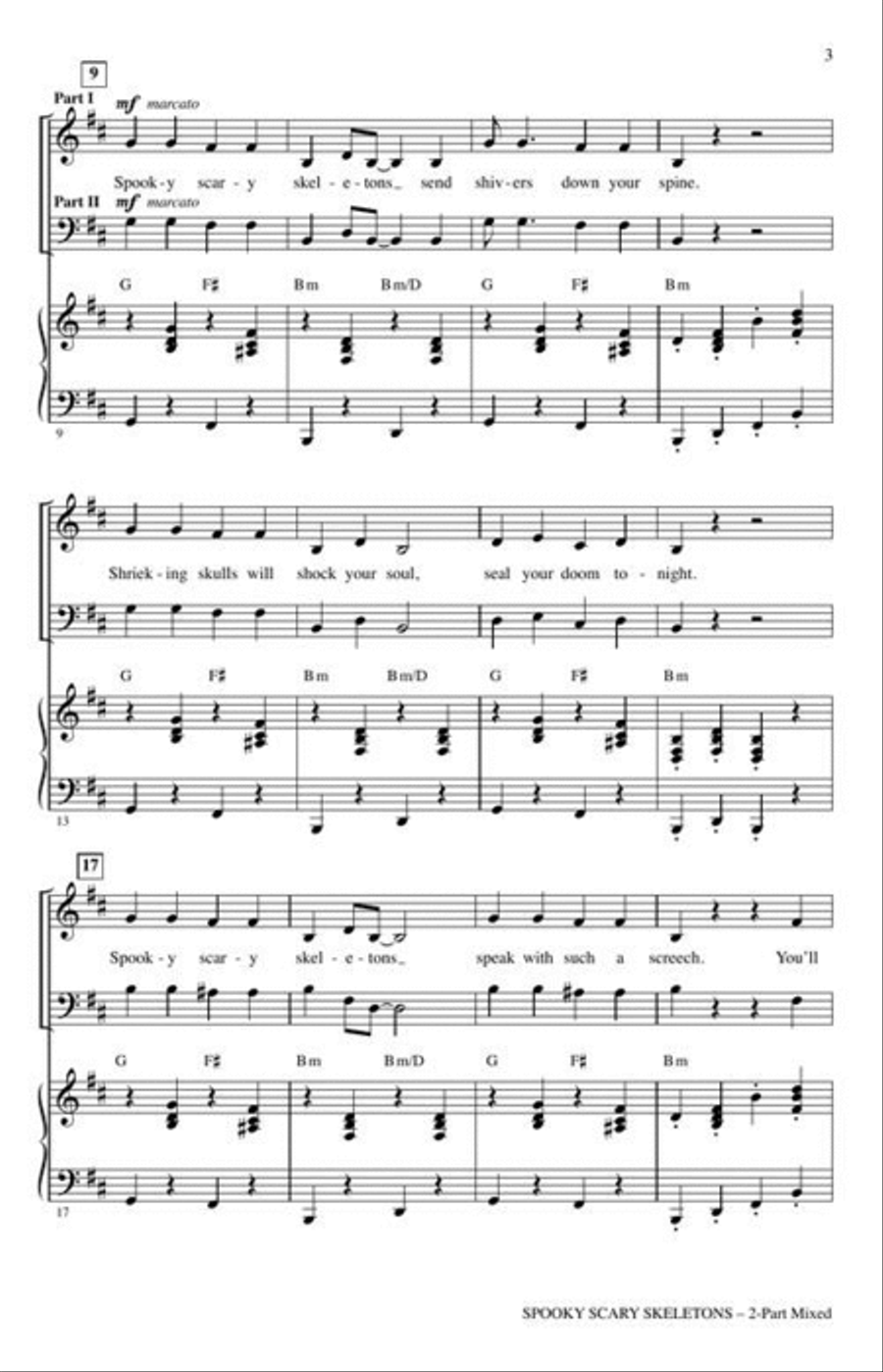 Spooky Scary Skeletons 2-Part scores gallery preview page 4