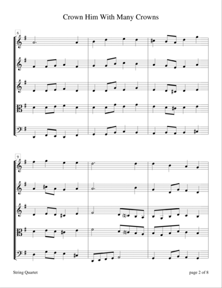 Crown Him With Many Crowns (String Quartet) String Quartet scores gallery preview page 4