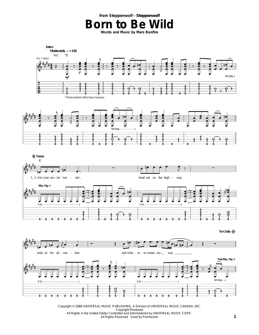 Born To Be Wild Born To Be Wild Acoustic Guitar scores gallery preview page 1