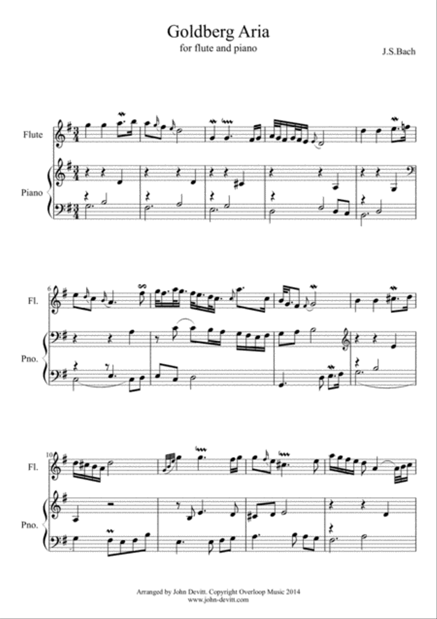 The Complete Goldberg Variations for Flute & Piano Woodwind Duet scores gallery preview page 2
