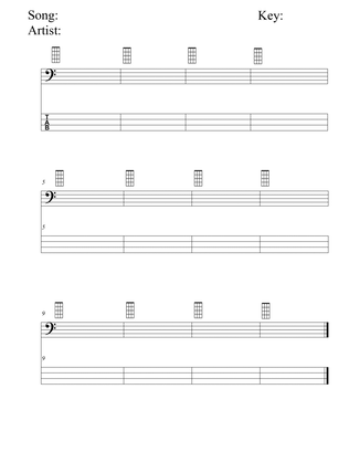 Blank Bass Sheet Music - TAB - Chord/Scale Chart