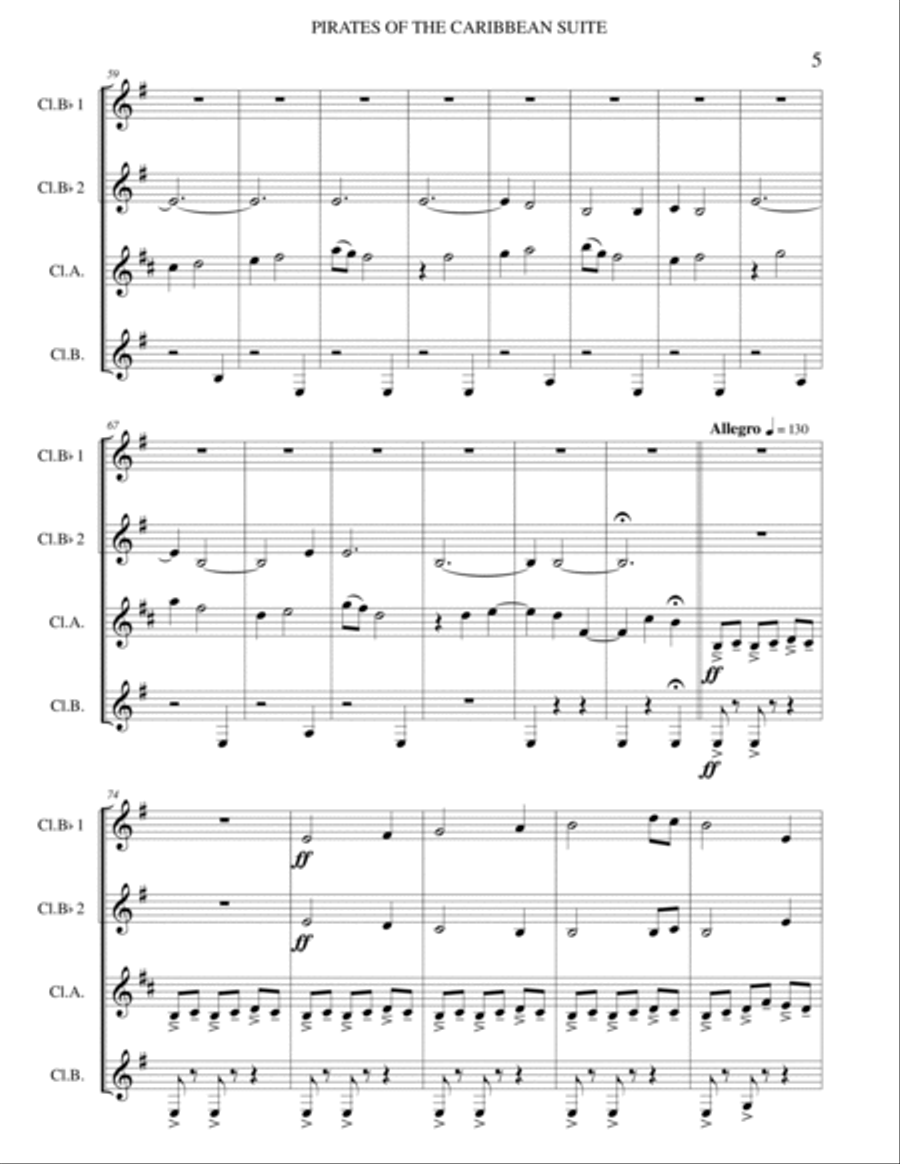 He's A Pirate Woodwind Quartet scores gallery preview page 5