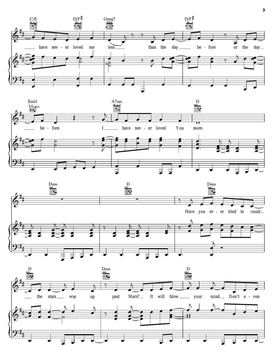 Never Loved You More Never Loved You More Piano, Vocal, Guitar scores gallery preview page 3