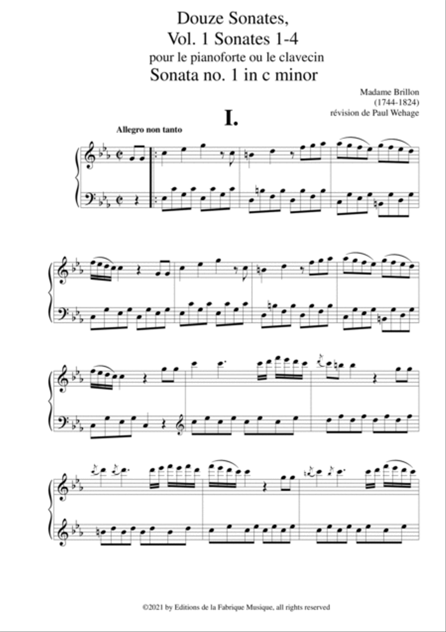 Anne-Louise Brillon de Jouy: 12 Sonatas, Vol. 1: Sonatas 1-4 for piano or harpsichord Harpsichord scores gallery preview page 3