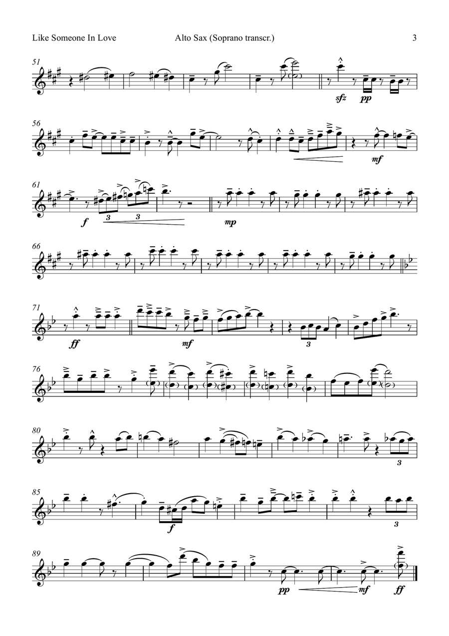 Like Someone In Love Saxophone Quartet scores gallery preview page 4