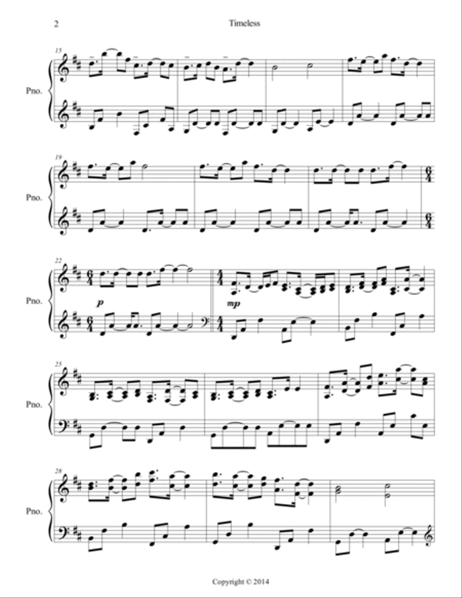 Timeless Timeless Piano Solo scores gallery preview page 2