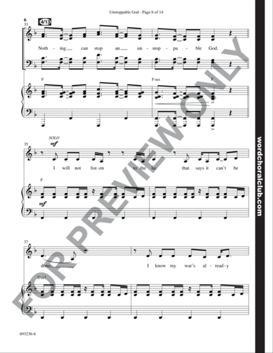 Unstoppable God - Anthem 4-Part scores gallery preview page 7