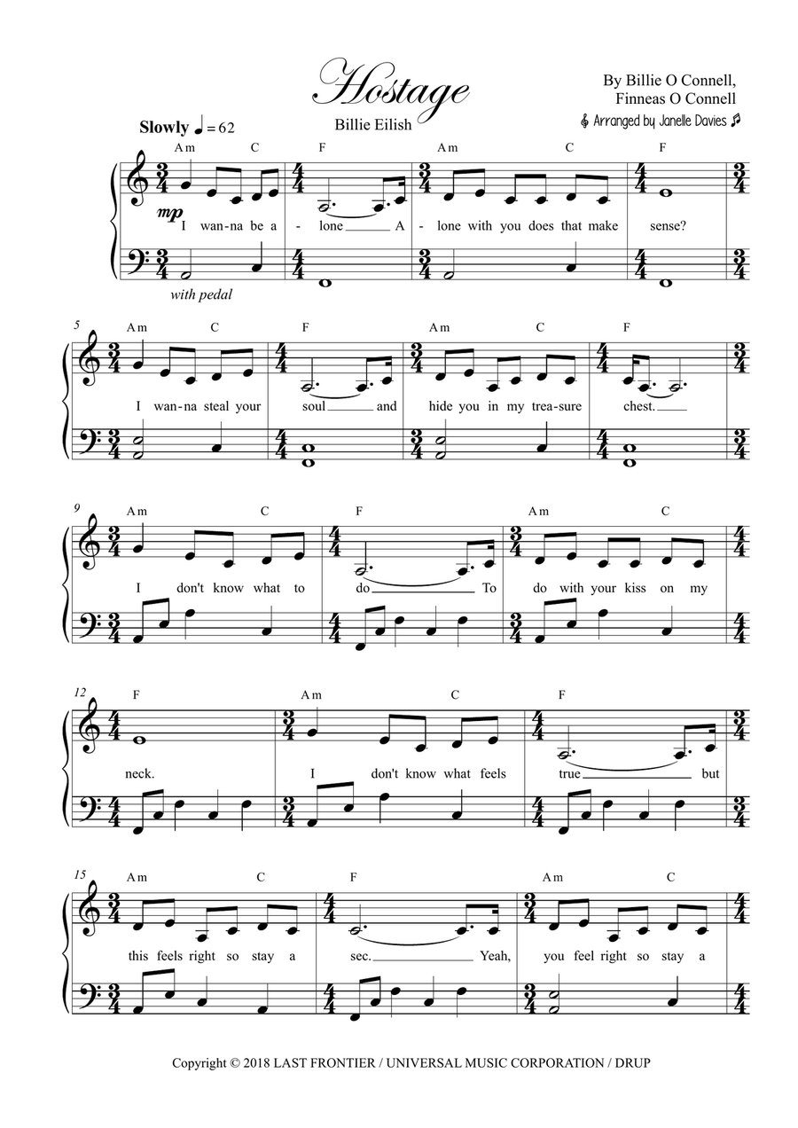 Hostage Hostage Piano, Vocal scores gallery preview page 1