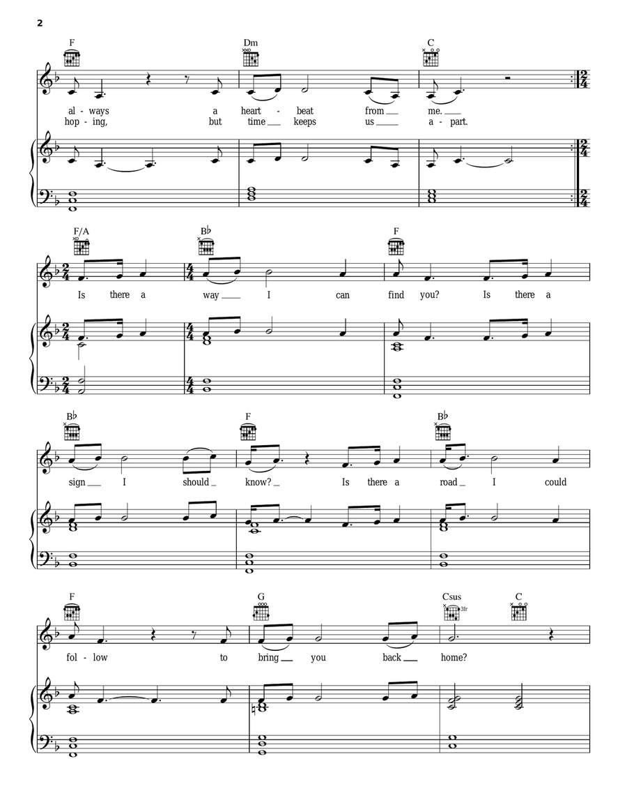 If I Could Be Where You Are Piano, Vocal, Guitar scores gallery preview page 2