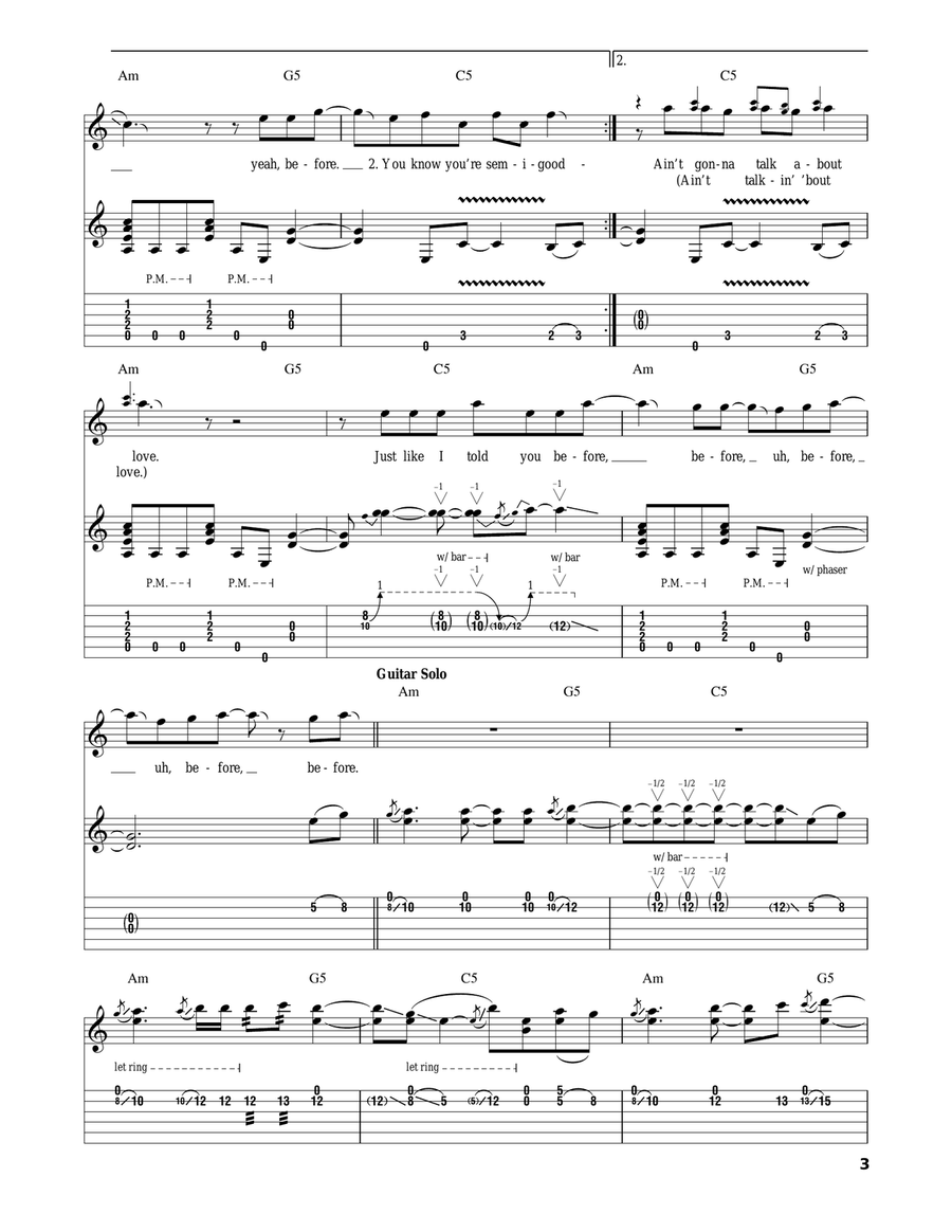Ain't Talkin' 'Bout Love Acoustic Guitar scores gallery preview page 3