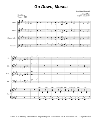 Go Down, Moses (for Woodwind Quartet and Piano)