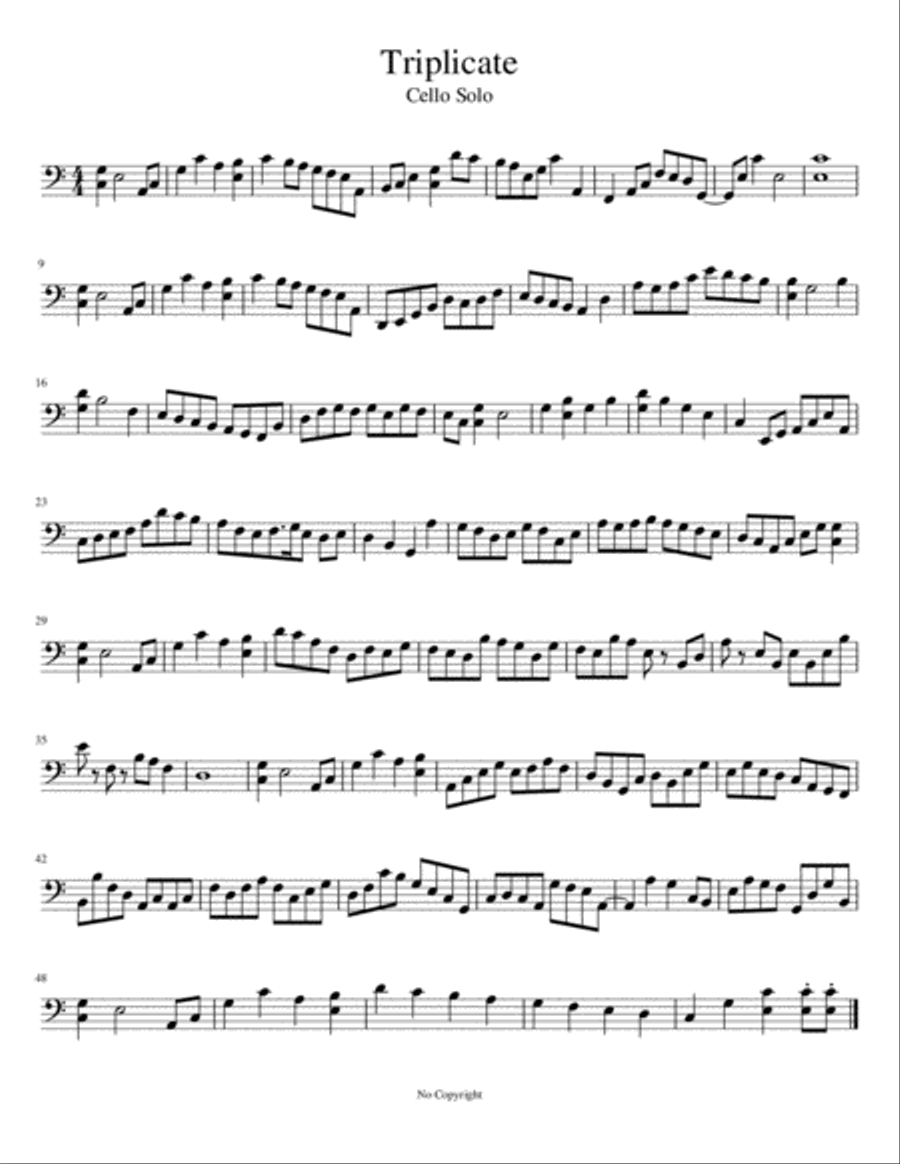 Triplicate Triplicate Cello Solo scores gallery preview page 1