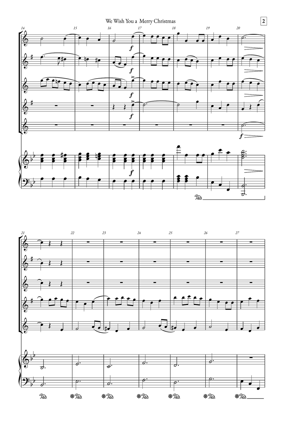 We Wish You a Merry Christmas Small Ensemble scores gallery preview page 2