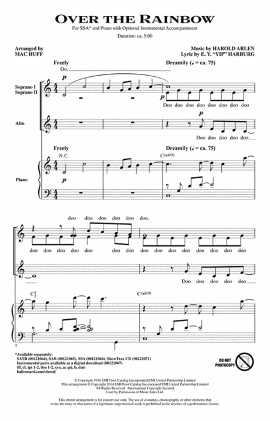 Over the Rainbow SSA scores gallery preview page 2