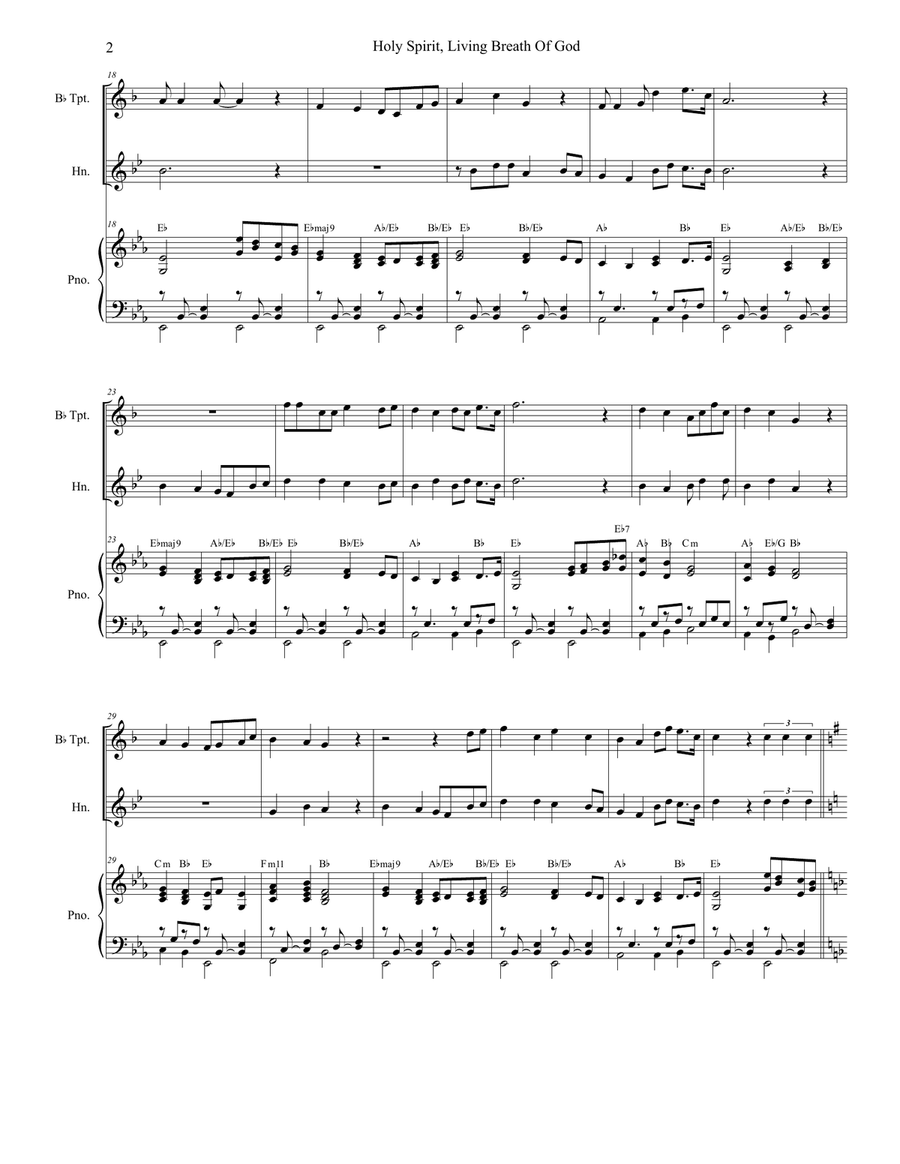 Holy Spirit, Living Breath Of God Brass Duet scores gallery preview page 2