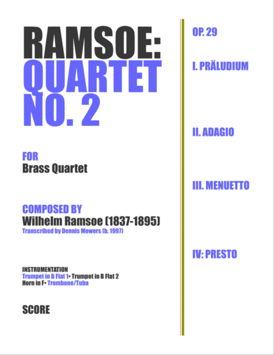 Quartet No. 2 for Brass - Wilhelm Ramsoe, Op. 29 Brass Ensemble scores gallery preview page 1