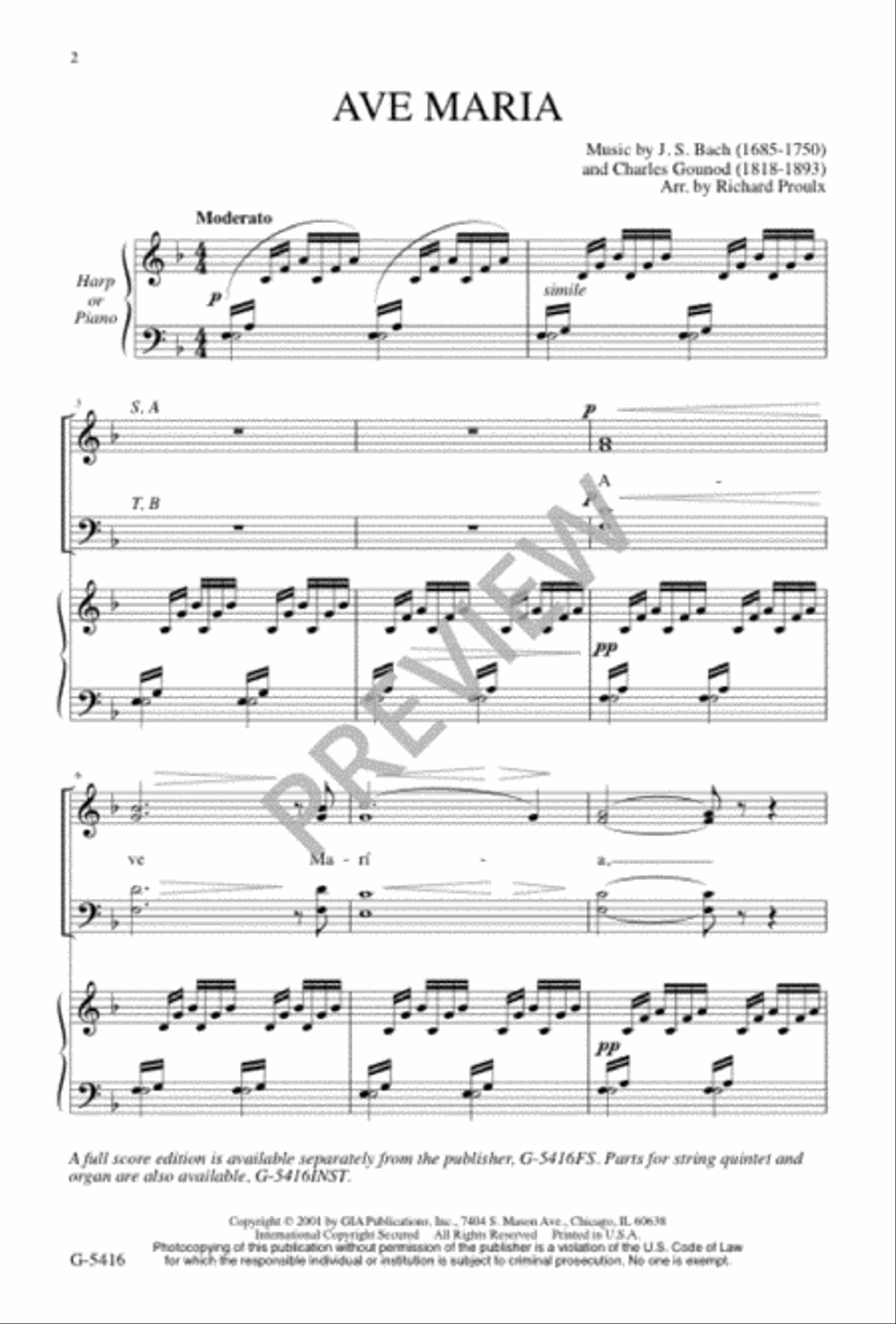 Ave Maria Ave Maria 4-Part scores gallery preview page 2