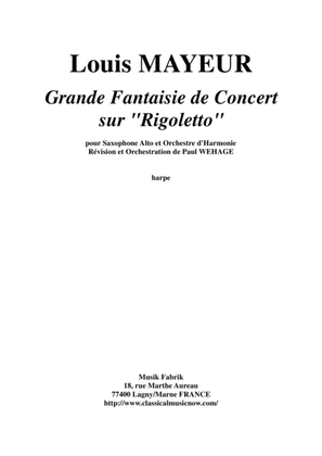 Book cover for Louis Mayeur: Grande Fantaisie de Concert sur Rigoletto (de Verdi) for alto saxophone and concert b