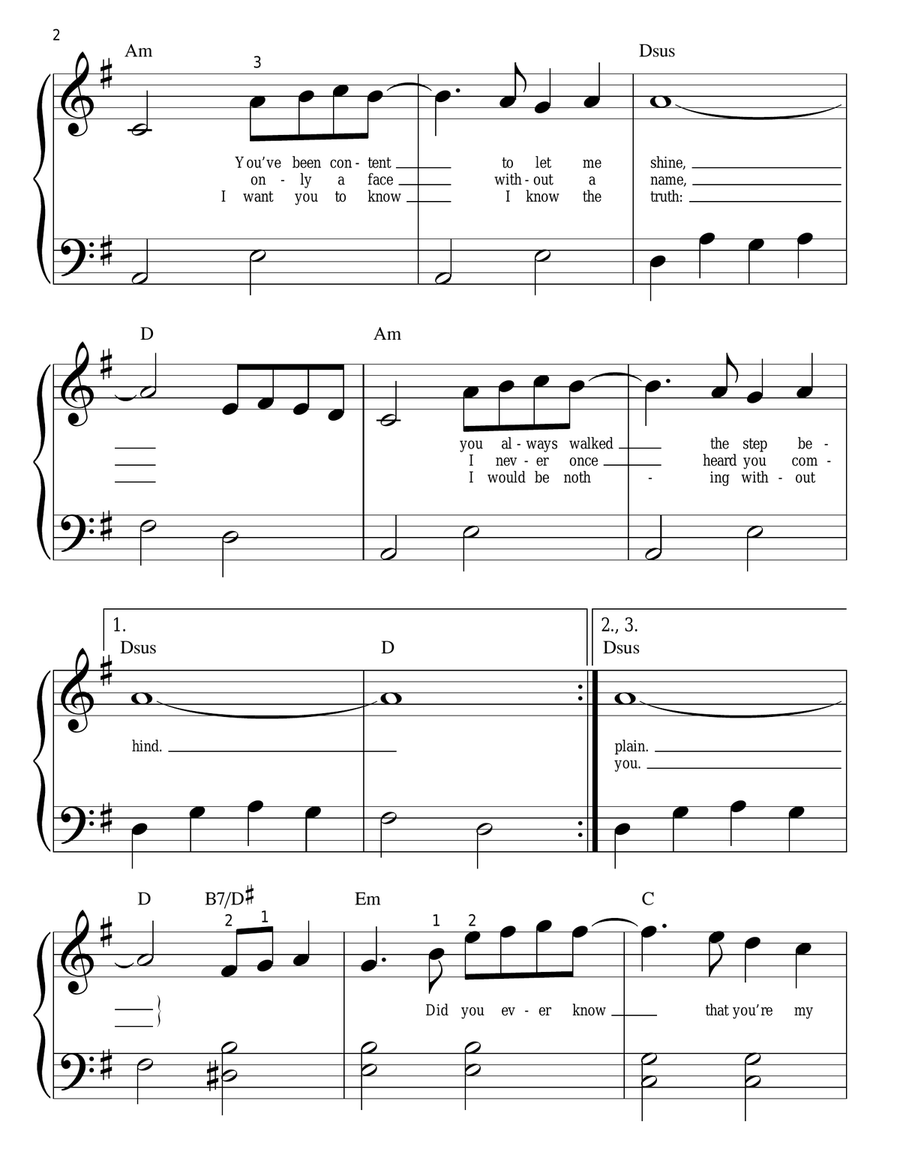 The Wind Beneath My Wings Easy Piano scores gallery preview page 2