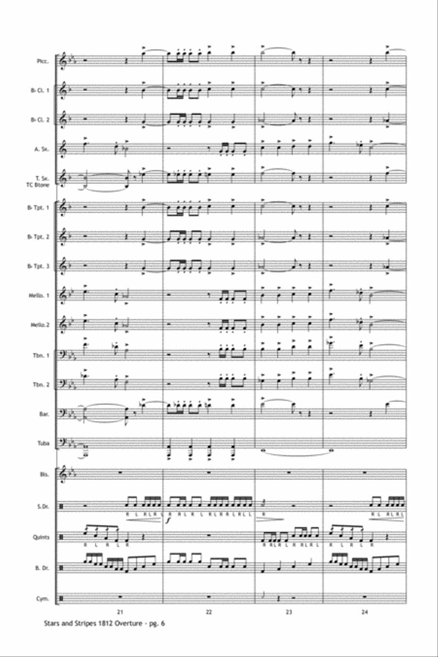 Stars and Stripes 1812 Overture Marching Band scores gallery preview page 7