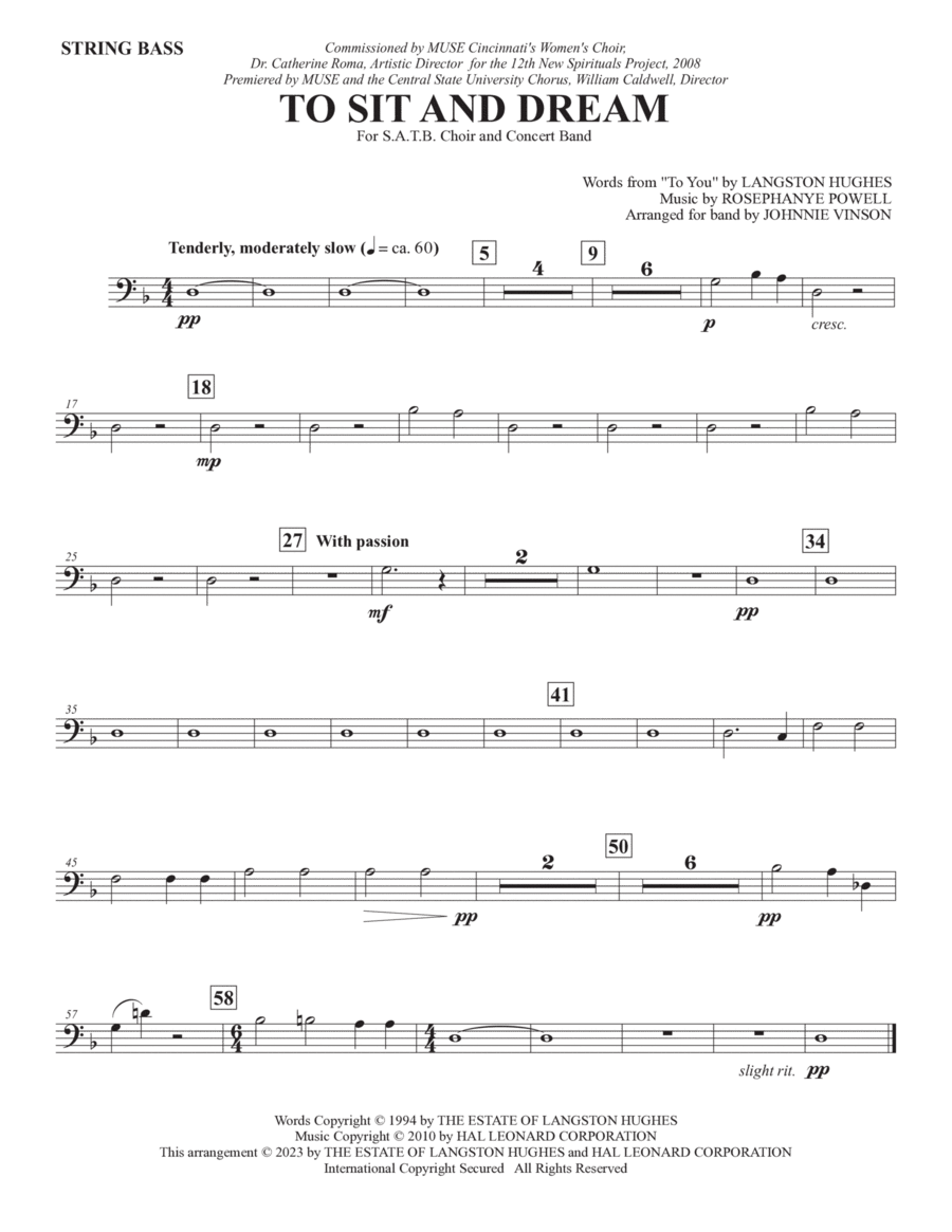 To Sit And Dream (Band Accompaniment) - String Bass Choir scores gallery preview page 1