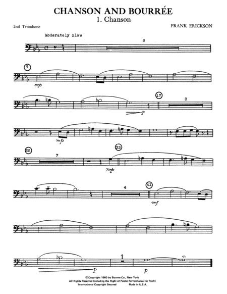 Chanson And Bourree - 2nd Trombone