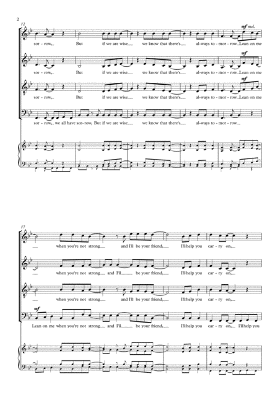 Lean On Me 4-Part scores gallery preview page 2