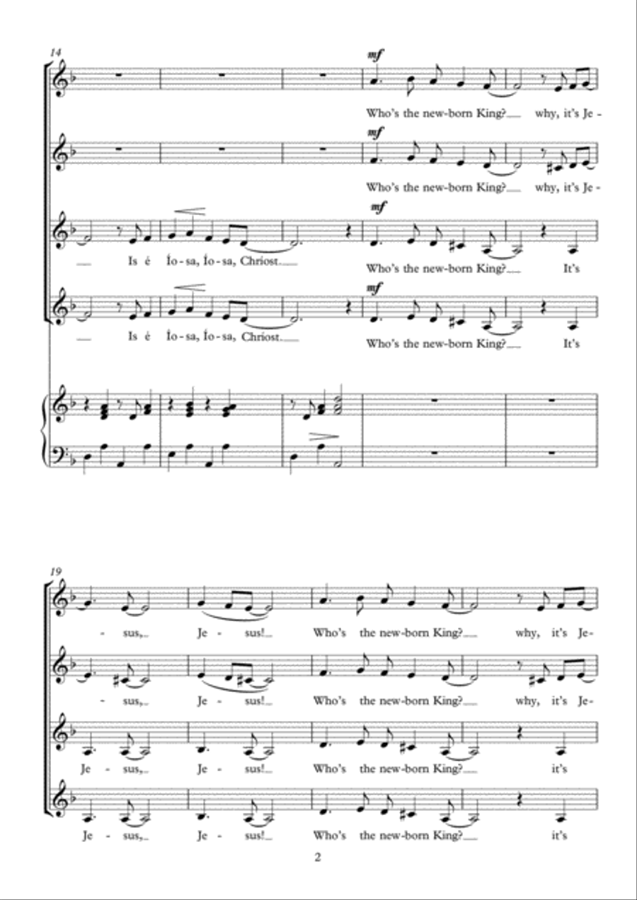 2017 SSAA bilingual Irish / English version of my RÍ NOLLAG Christmas Carol SSAA scores gallery preview page 4