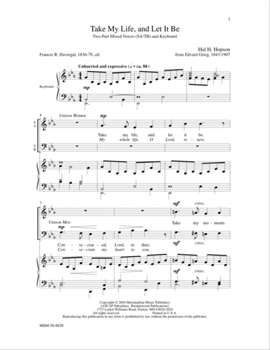 Take My Life, and Let It Be 4-Part scores gallery preview page 2