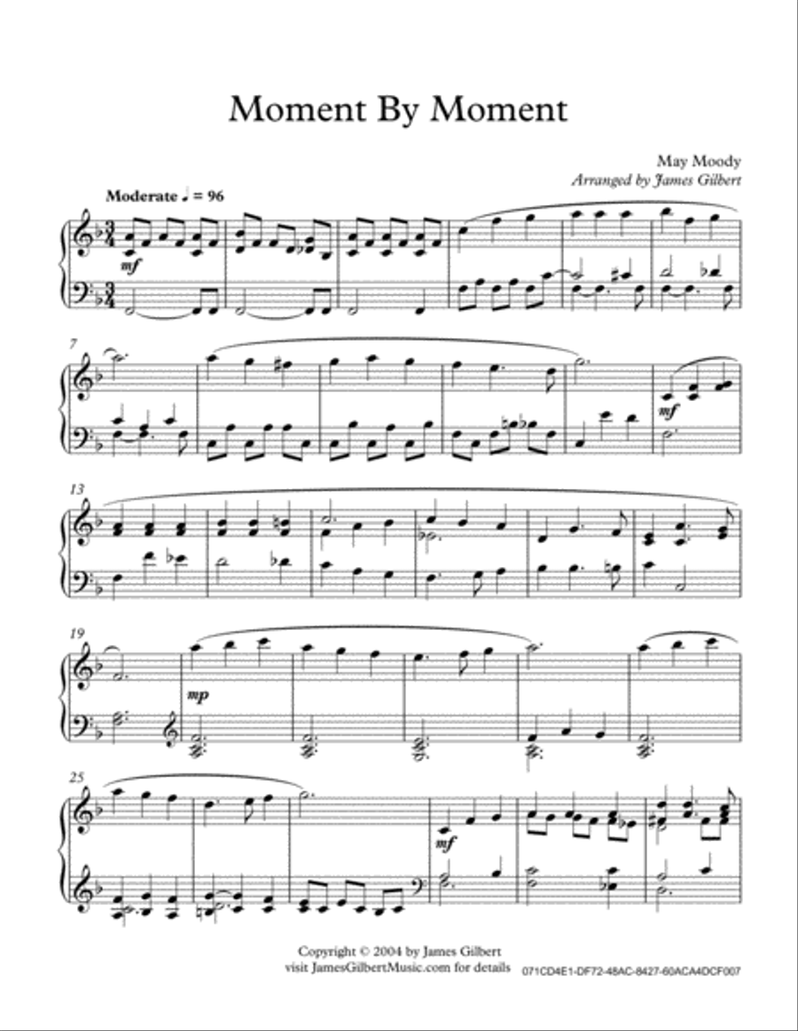 Moment By Moment Piano Solo scores gallery preview page 2