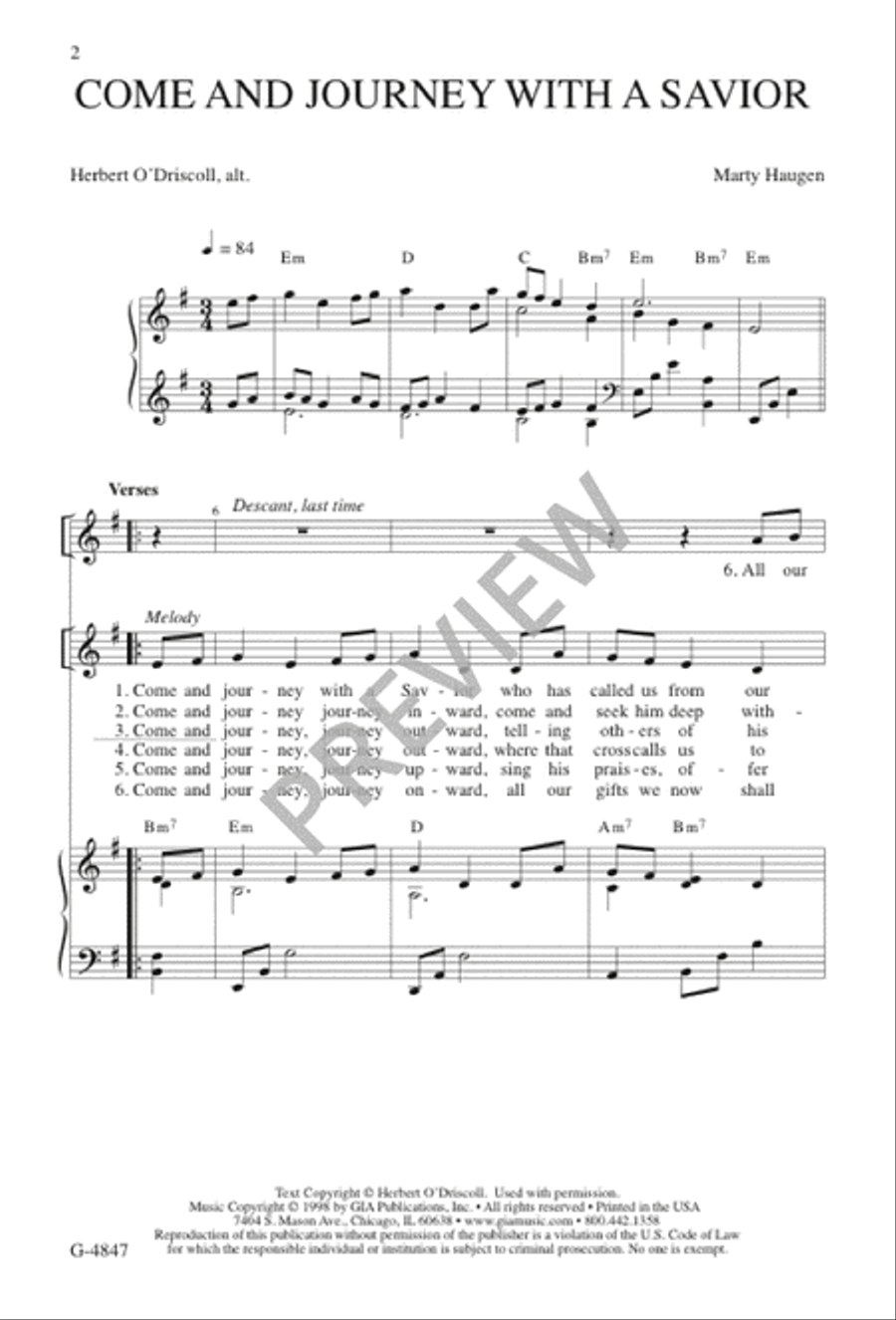 Come and Journey with a Savior 4-Part scores gallery preview page 2