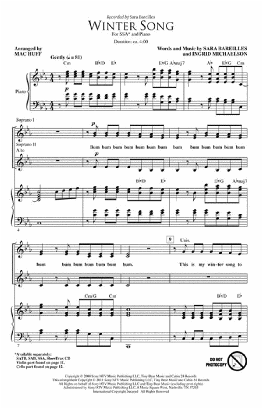 Winter Song SSA scores gallery preview page 2