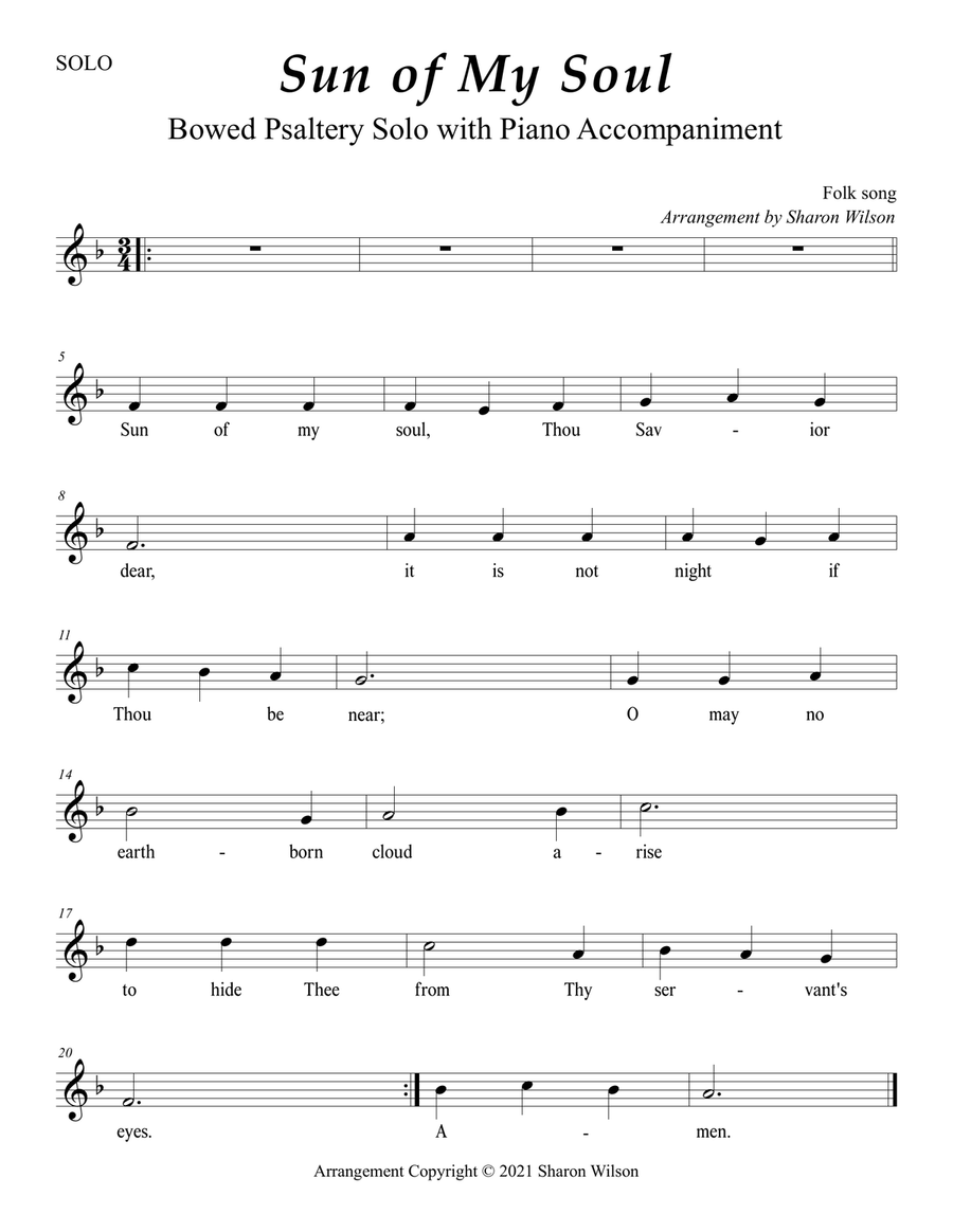 Sun of My Soul (Easy Bowed Psaltery Solo with Piano Accompaniment)