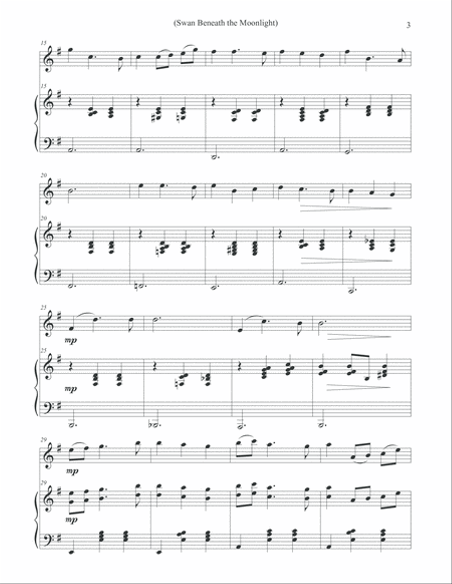 Swan Beneath the Moonlight - Violin & Piano Violin Solo scores gallery preview page 3