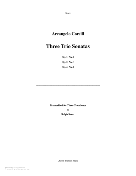 3 Trio Sonatas for Trombone Trio
