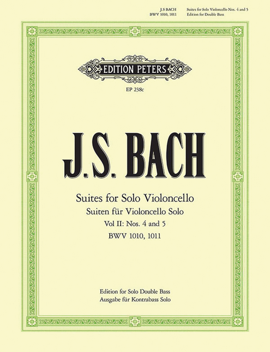 Cello Suites (Transcribed for Double Bass Solo), Vol. 2: Nos. 4 and 5 Cello scores gallery preview page 1