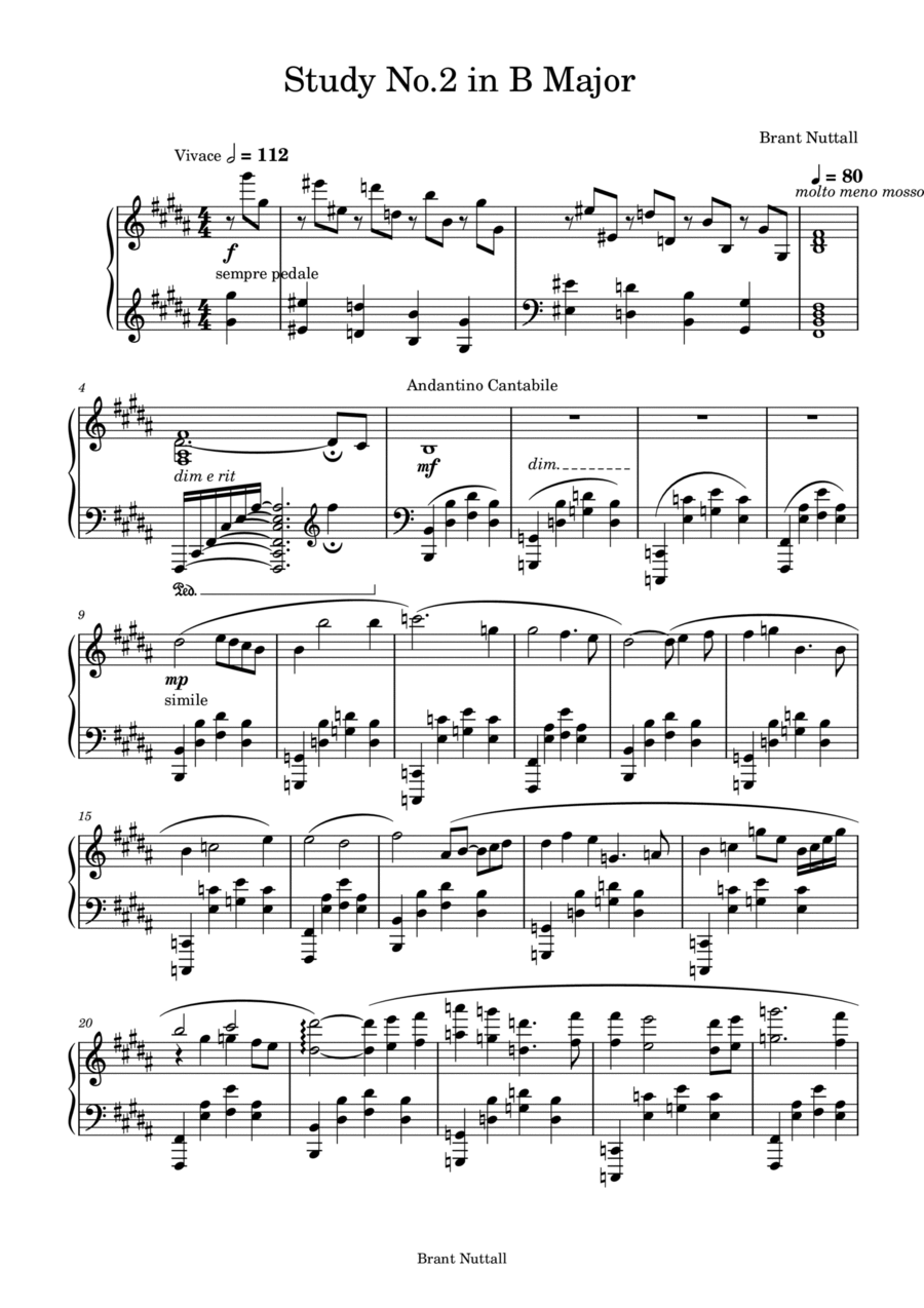 Study No.2 in B major Piano Method scores gallery preview page 1