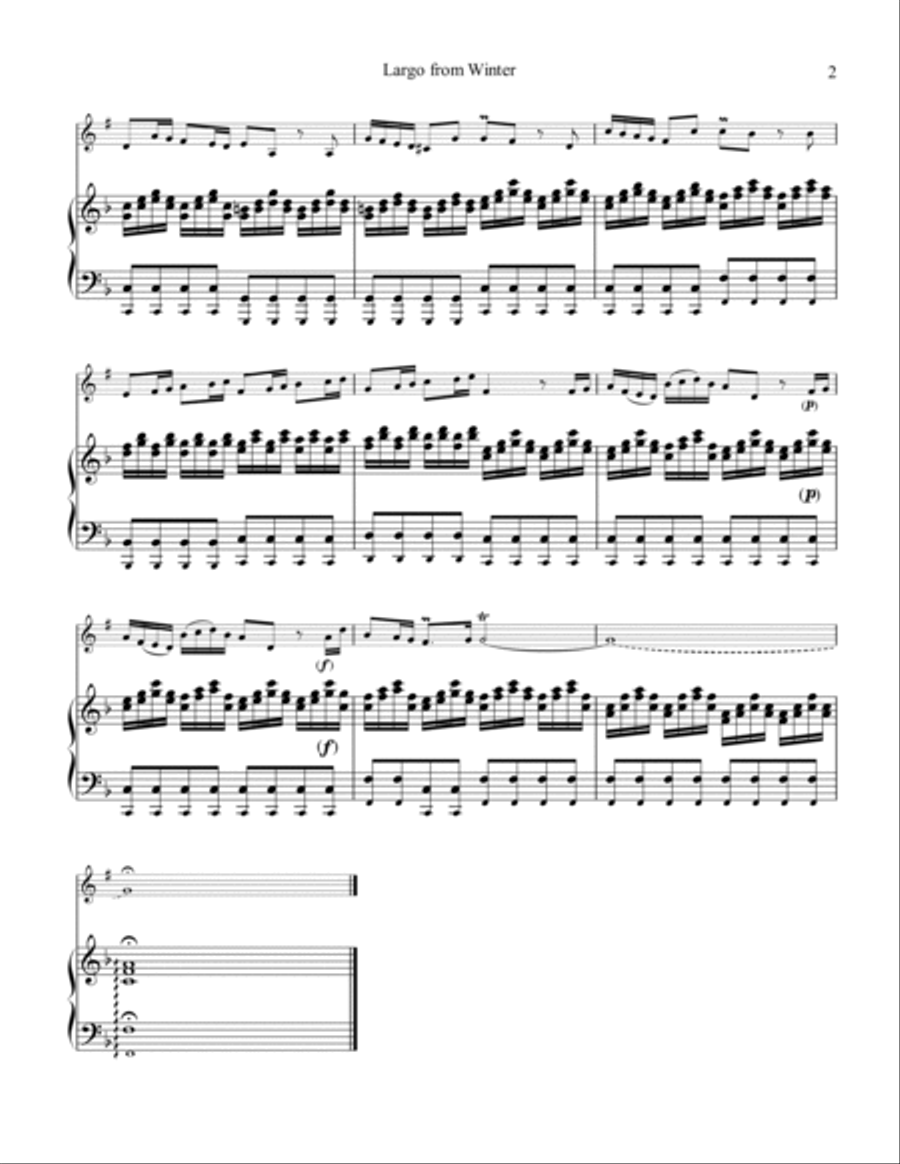 Largo from Winter for trumpet in Bb and piano B-Flat Trumpet scores gallery preview page 2