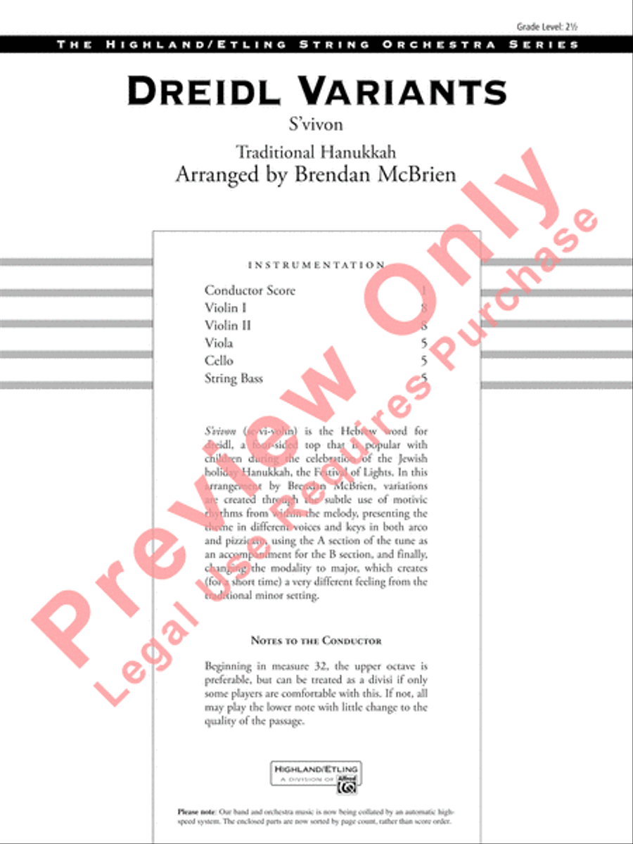 Dreidl Variants String Orchestra scores gallery preview page 2