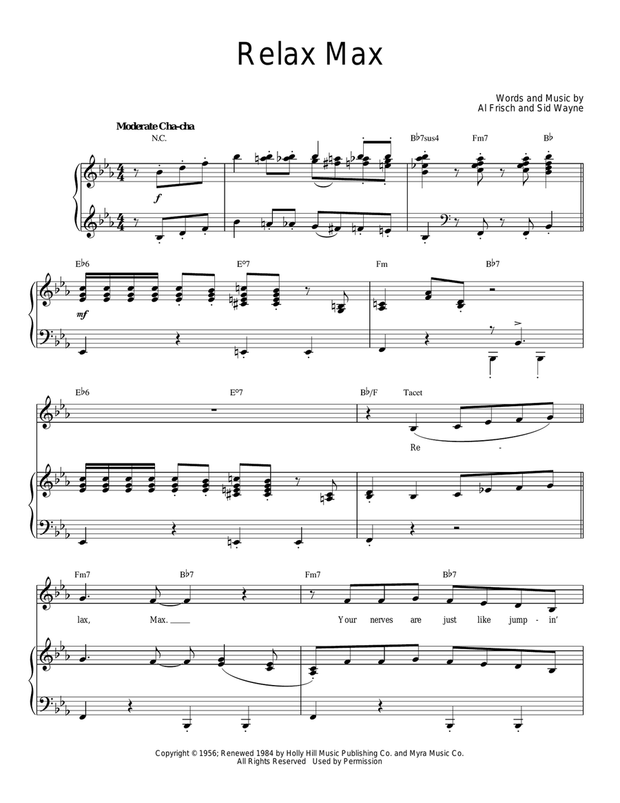 Relax Max Relax Max Piano, Vocal, Guitar scores gallery preview page 1