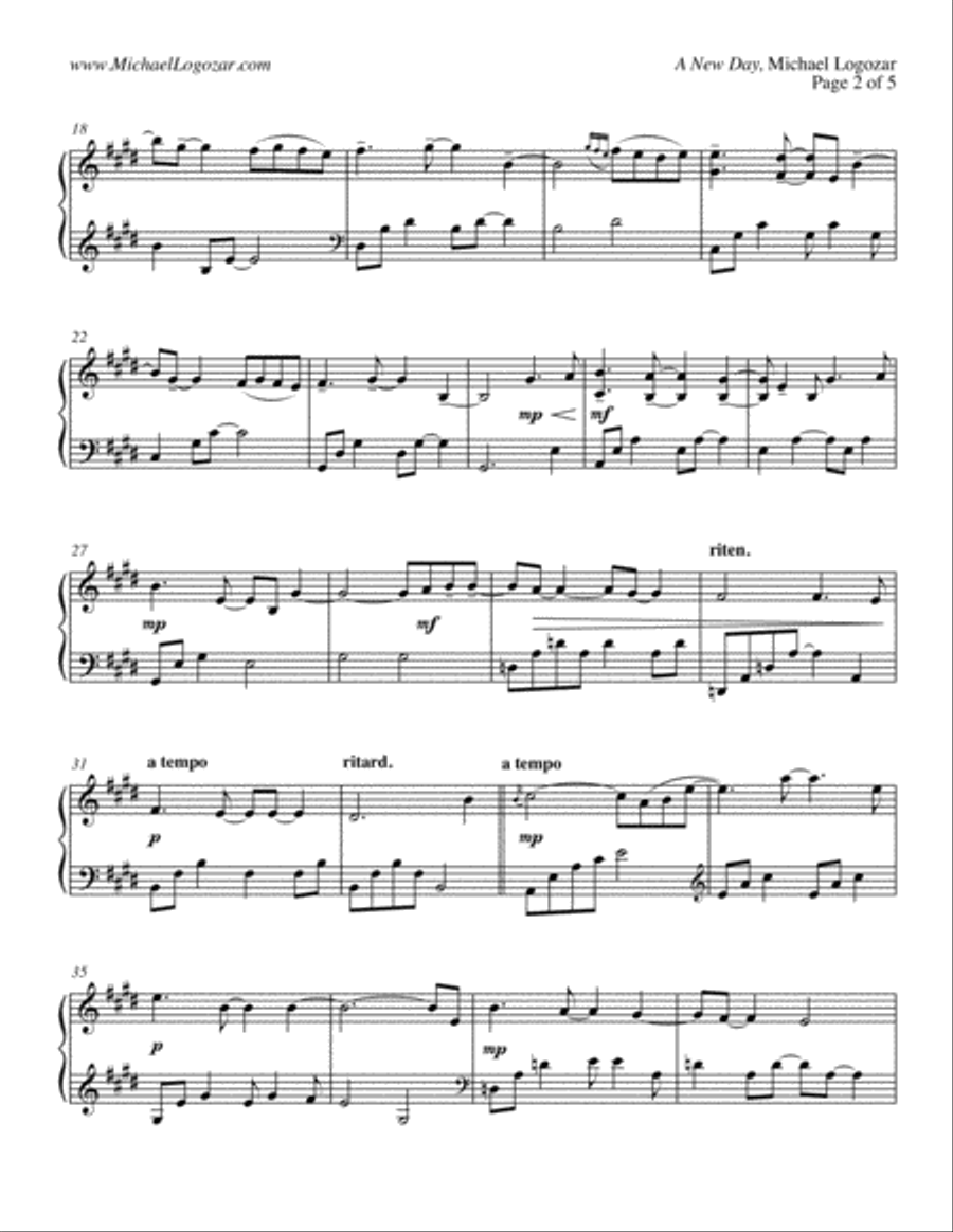 A New Day Piano Solo scores gallery preview page 2