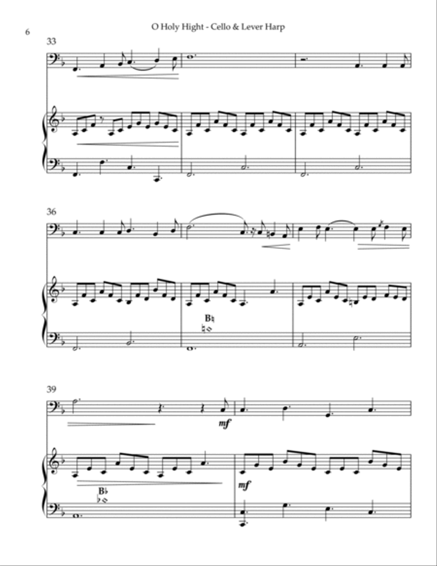 O Holy Night, Duet for Cello & Lever Harp String Duet scores gallery preview page 6