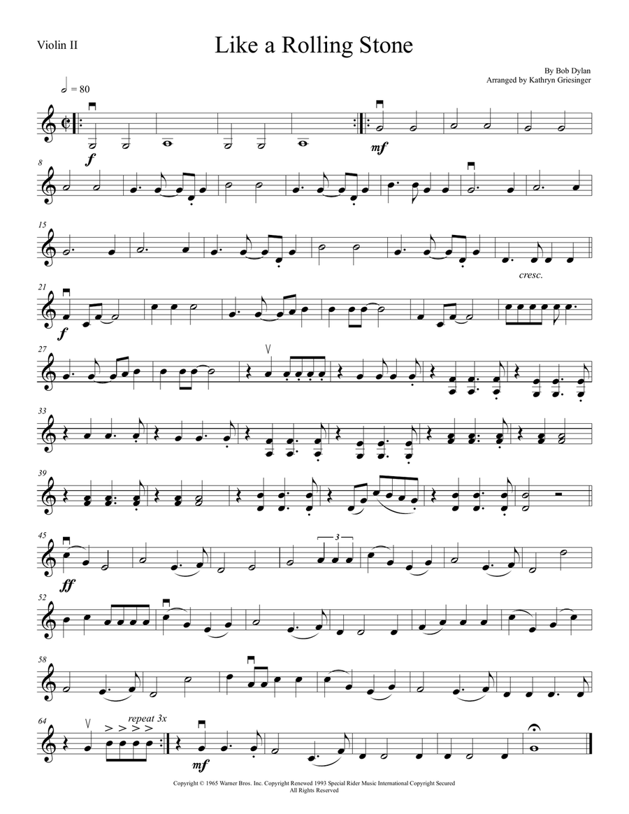 Like A Rolling Stone String Quartet scores gallery preview page 2